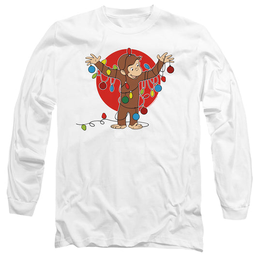 CURIOUS GEORGE : LIGHTS L\S ADULT T SHIRT 18\1 White LG