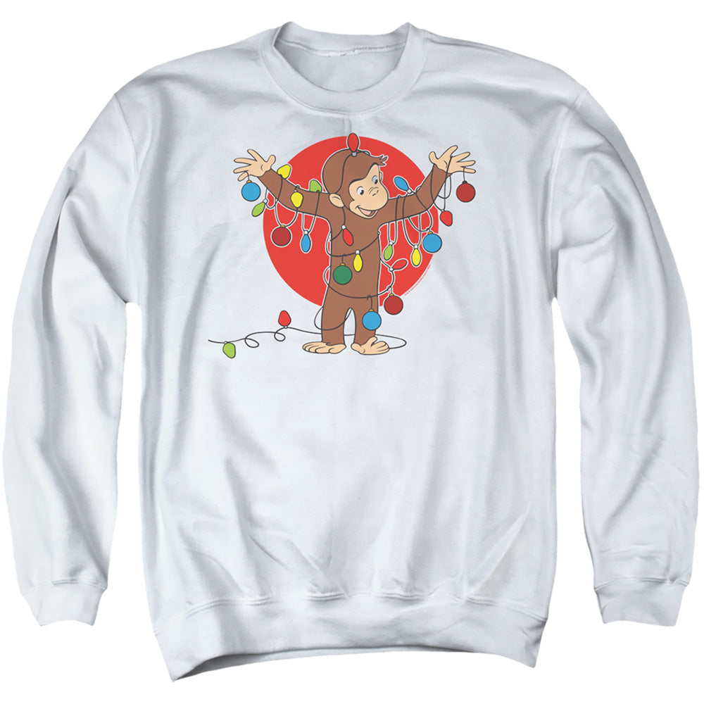 CURIOUS GEORGE : LIGHTS ADULT CREW SWEAT White 2X