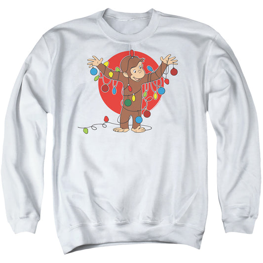 CURIOUS GEORGE : LIGHTS ADULT CREW SWEAT White MD