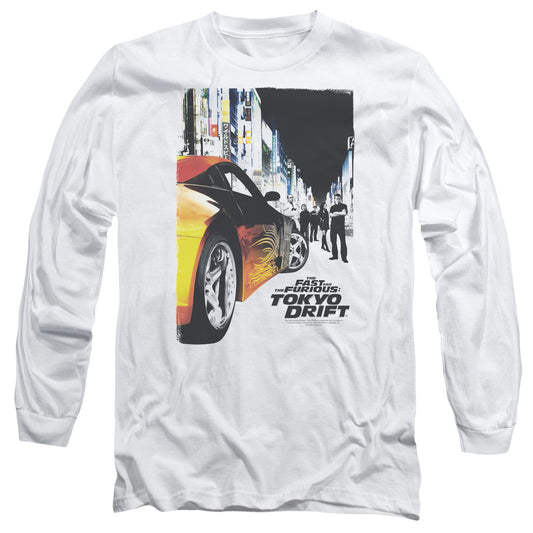 FAST AND THE FURIOUS : TOKYO DRIFT : POSTER L\S ADULT T SHIRT 18\1 WHITE LG
