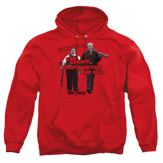 HOT FUZZ : DAY'S WORK ADULT PULL OVER HOODIE Red LG