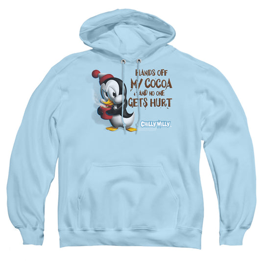 CHILLY WILLY : HANDS OFF ADULT PULL OVER HOODIE LIGHT BLUE LG