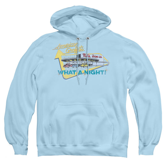 AMERICAN GRAFFITI : MEL'S DRIVE IN ADULT PULL-OVER HOODIE LIGHT BLUE 2X