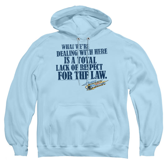 SMOKEY AND THE BANDIT : LACK OF RESPECT ADULT PULL OVER HOODIE LIGHT BLUE 2X