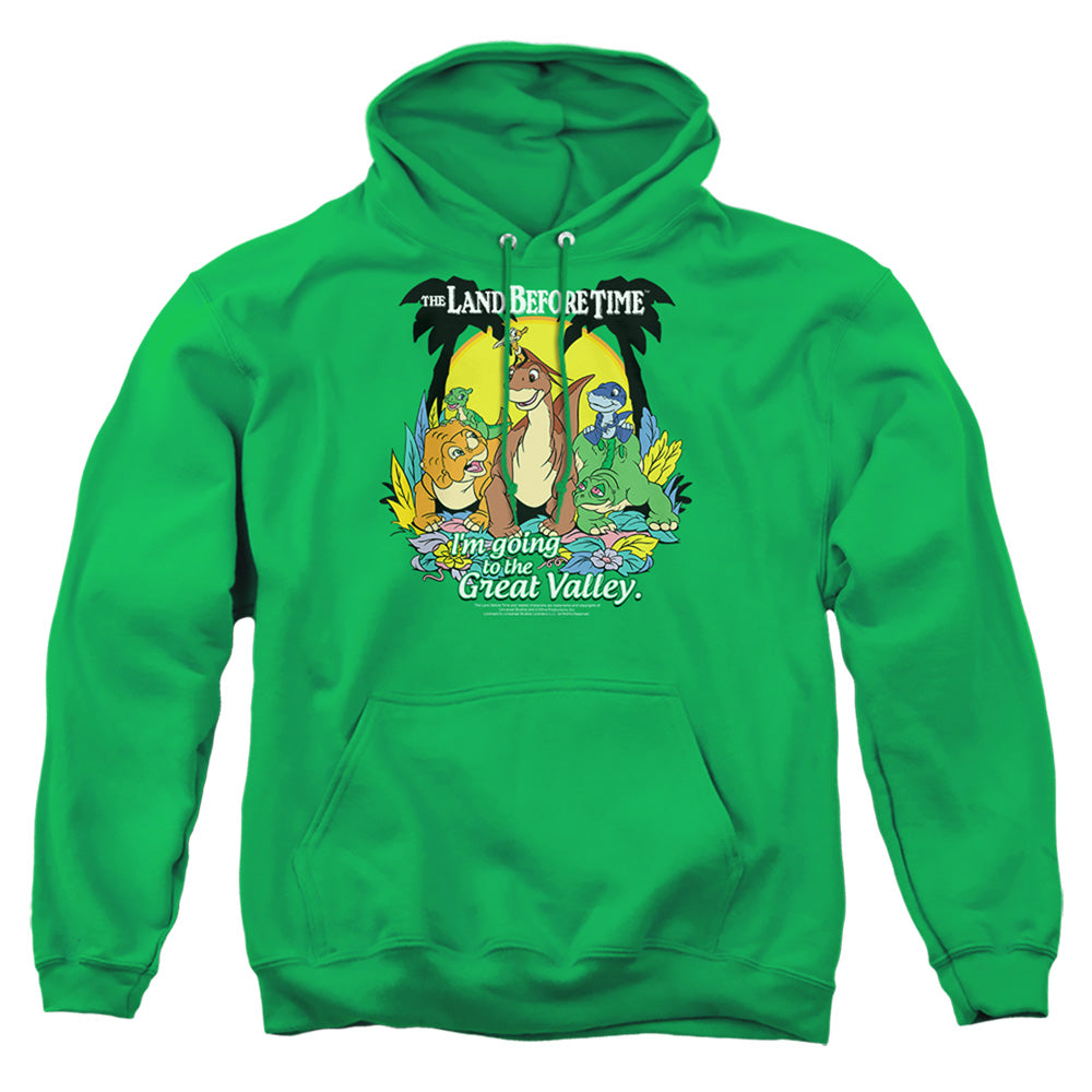 LAND BEFORE TIME : GREAT VALLEY ADULT PULL OVER HOODIE KELLY GREEN 2X
