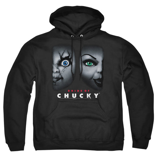 BRIDE OF CHUCKY : HAPPY COUPLE ADULT PULL OVER HOODIE Black 2X
