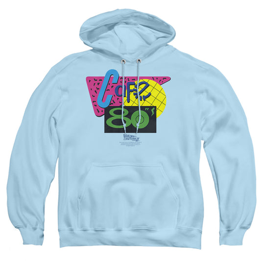 BACK TO THE FUTURE II : CAFÉ 80'S LOGO ADULT PULL OVER HOODIE LIGHT BLUE 2X