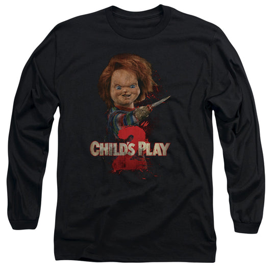 CHILD'S PLAY 2 : HERE'S CHUCKY L\S ADULT T SHIRT 18\1 BLACK MD