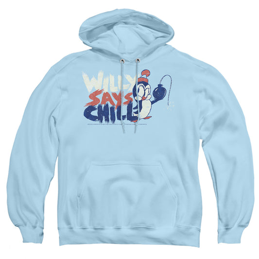 CHILLY WILLY : I SAY CHILL ADULT PULL OVER HOODIE LIGHT BLUE 2X