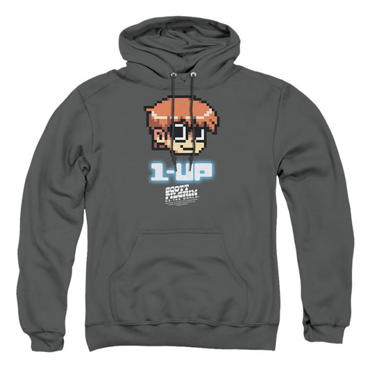 SCOTT PILGRIM : 1 UP ADULT PULL OVER HOODIE Charcoal MD