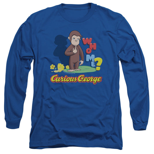 CURIOUS GEORGE : WHO ME L\S ADULT T SHIRT 18\1 ROYAL BLUE MD