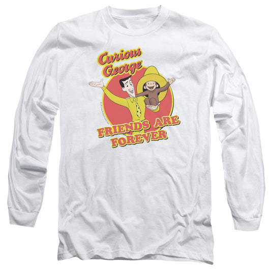 CURIOUS GEORGE : FRIENDS L\S ADULT T SHIRT 18\1 WHITE MD