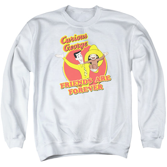 CURIOUS GEORGE : FRIENDS ADULT CREW NECK SWEATSHIRT WHITE MD