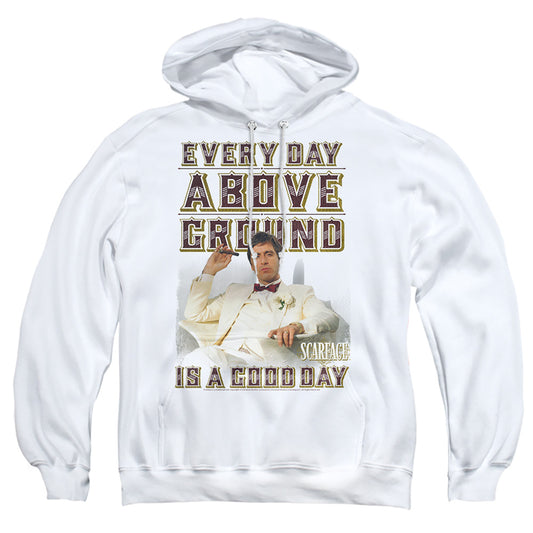 SCARFACE : ABOVE GROUND ADULT PULL OVER HOODIE White MD