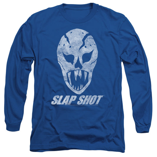 SLAP SHOT : THE MASK L\S ADULT T SHIRT 18\1 Royal Blue 2X