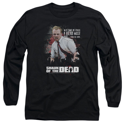 SHAUN OF THE DEAD : HERO MUST RISE L\S ADULT T SHIRT 18\1 Black 2X