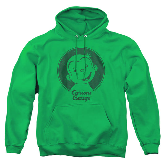 CURIOUS GEORGE : CLASSIC WINK ADULT PULL OVER HOODIE KELLY GREEN MD