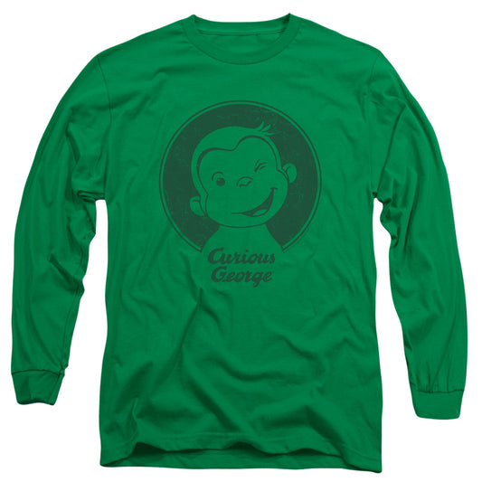 CURIOUS GEORGE : CLASSIC WINK L\S ADULT T SHIRT 18\1 Kelly Green 2X