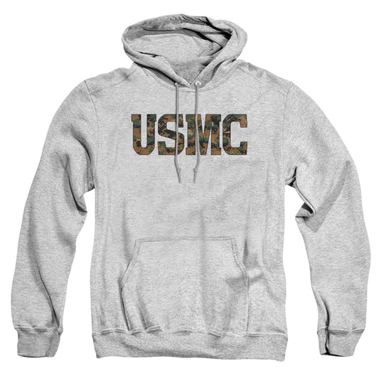US MARINE CORPS : USMC CAMO FILL ADULT PULL OVER HOODIE Athletic Heather 2X