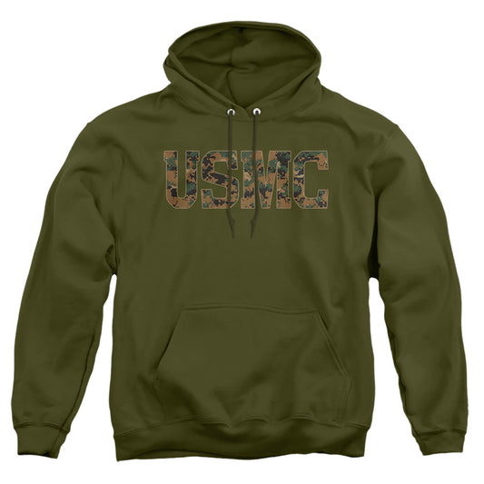 US MARINE CORPS : USMC CAMO FILL ADULT PULL OVER HOODIE MILITARY GREEN 2X