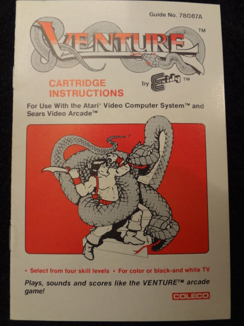 Venture Instruction Booklet Atari 2600