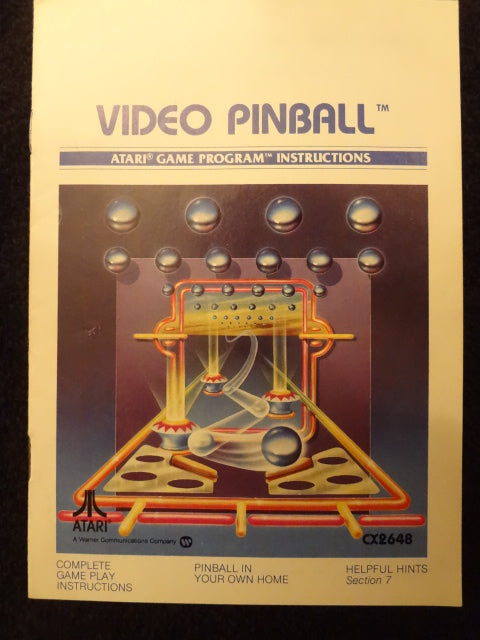 Video Pinball Instruction Booklet Atari 2600