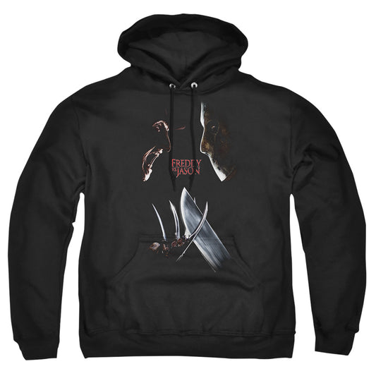 FREDDY VS JASON : FACE OFF ADULT PULL OVER HOODIE Black 2X