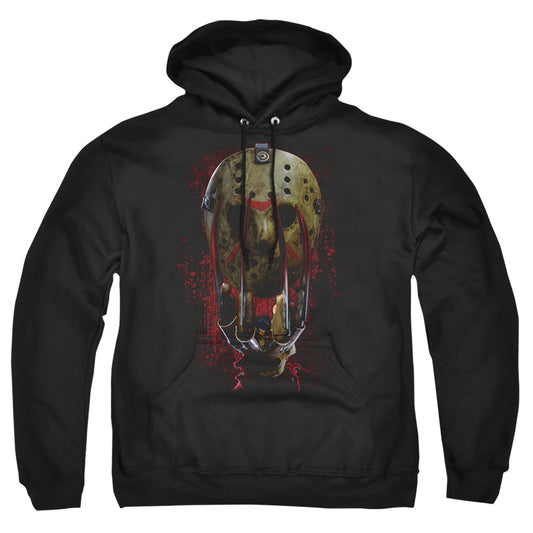 FREDDY VS JASON : MASK AND CLAWS ADULT PULL OVER HOODIE Black 2X