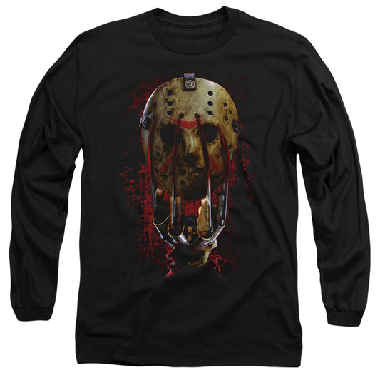 FREDDY VS JASON : MASK AND CLAWS L\S ADULT T SHIRT 18\1 Black MD