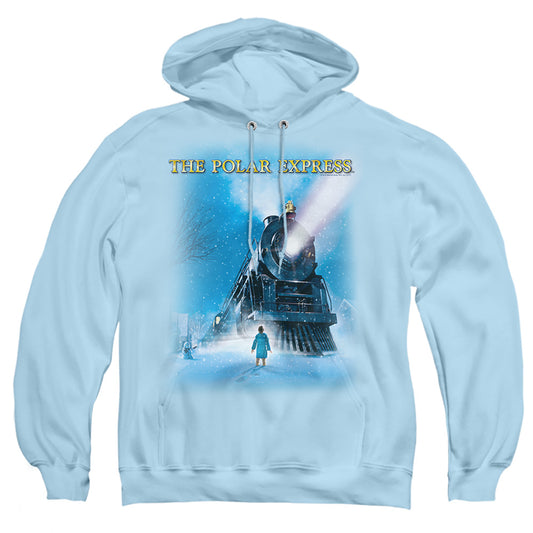 POLAR EXPRESS : BIG TRAIN ADULT PULL OVER HOODIE LIGHT BLUE MD