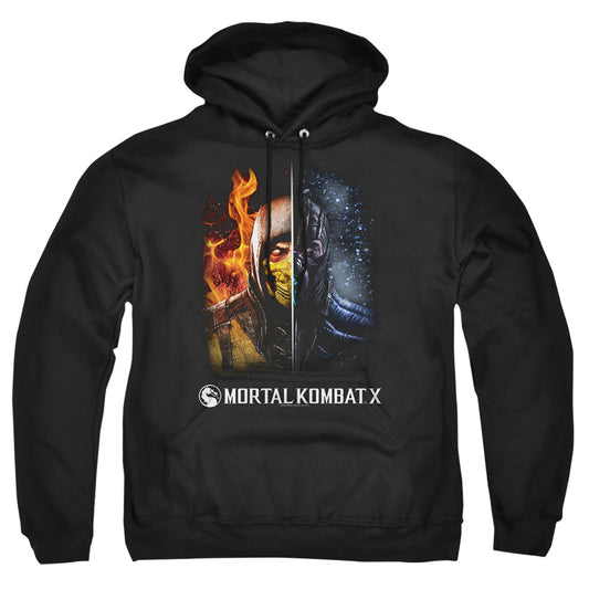 MORTAL KOMBAT : FIRE AND ICE ADULT PULL OVER HOODIE Black 2X