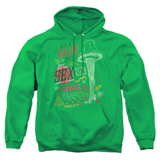 A CHRISTMAS STORY : IT'S A MAJOR PRIZE ADULT PULL-OVER HOODIE KELLY GREEN LG