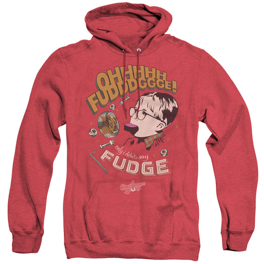 A CHRISTMAS STORY : FUDGE ADULT HEATHER HOODIE RED 2X