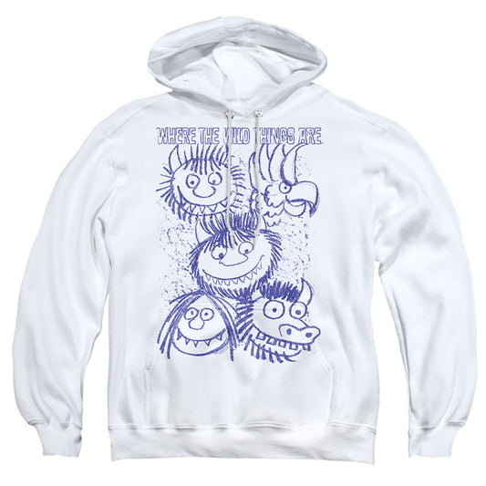 WHERE THE WILD THINGS ARE : WILD SKETCH ADULT PULL OVER HOODIE White XL