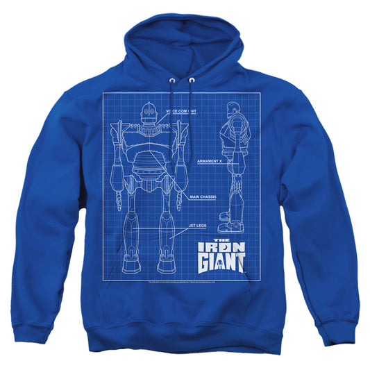 IRON GIANT : SCHEMATIC ADULT PULL OVER HOODIE Royal Blue 2X