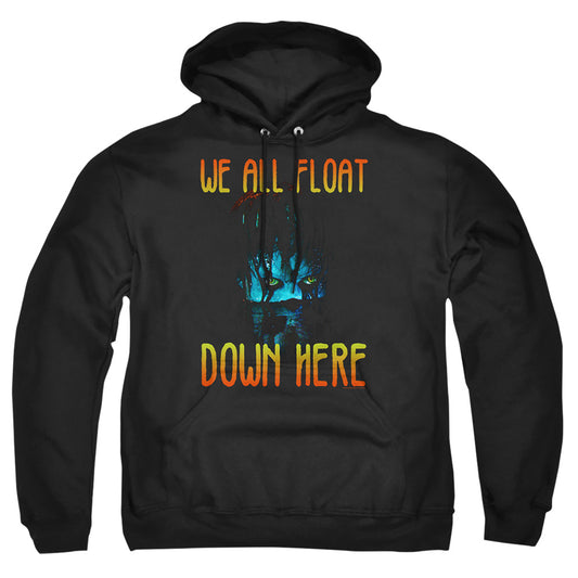 IT 2017 : WE ALL FLOAT DOWN HERE ADULT PULL OVER HOODIE Black 2X