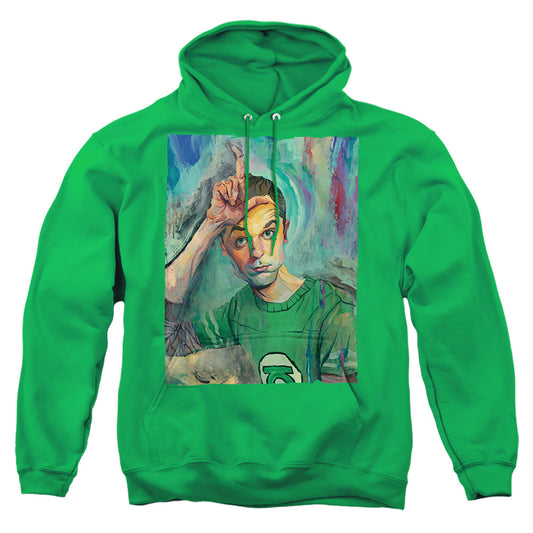 BIG BANG THEORY : SHELDON PAINTING ADULT PULL OVER HOODIE Kelly Green 2X