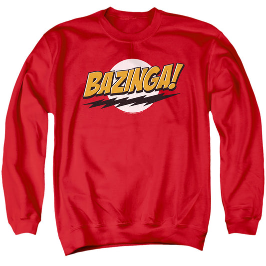 BIG BANG THEORY : BAZINGA ADULT CREW SWEAT Red LG