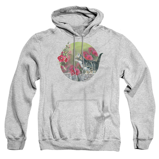 WILD WINGS : KITTEN FLOWERS ADULT PULL OVER HOODIE Athletic Heather MD