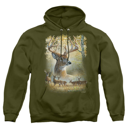 WILD WINGS : BUCKS ADULT PULL OVER HOODIE MILITARY GREEN MD